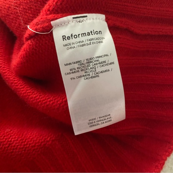 REFORMATION Brooke Cashmere Cropped Turtleneck Red - Size XL NWT - Picture 11 of 12